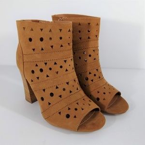 Torrid Cognac Cut Out Peep Toe Booties
